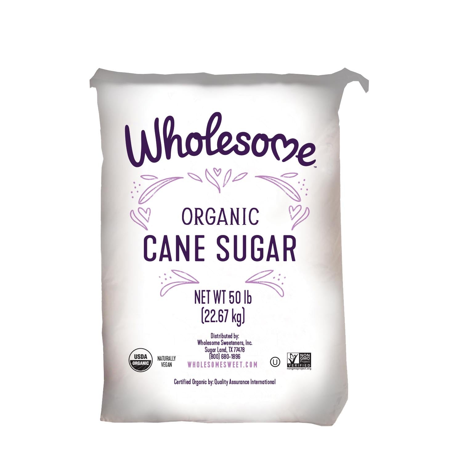 Wholesome Organic Cane Sugar 50lb Bag Whole Earth Brands