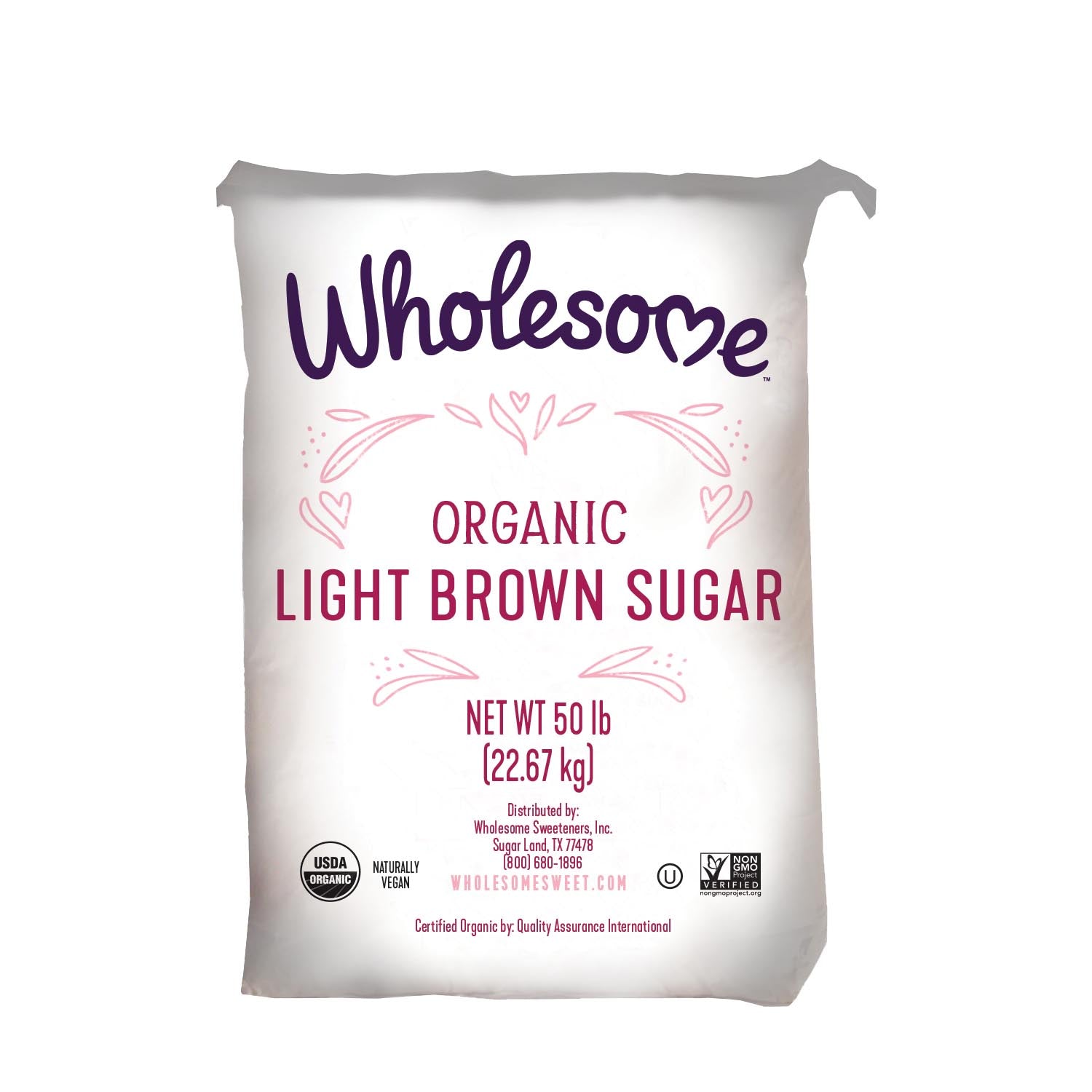 Wholesome Organic Light Brown Sugar - 50lb Bag